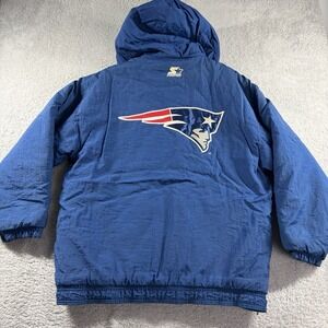 New England Patriots Vintage 90s Starter Jacket Mens Small Blue Red Full Zip